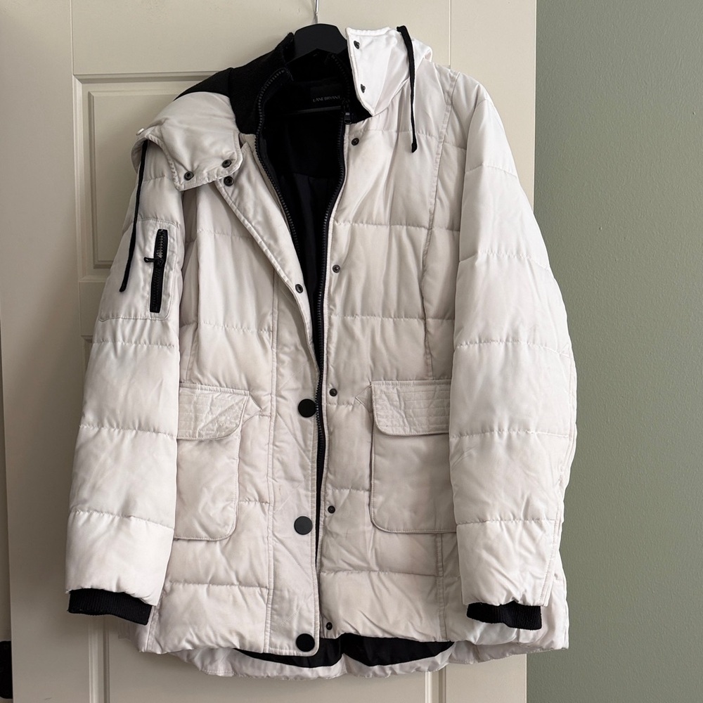 Lane Bryant White Quilted Hooded Puffer Jacket